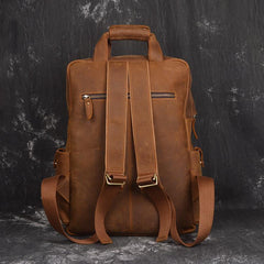 Vintage Cool Leather Men's 15inch Laptop Backpack Travel Backpack School Backpack For Men - imessengerbags