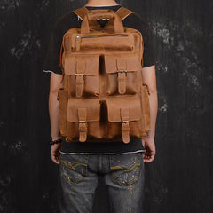 Vintage Cool Leather Men's 15inch Laptop Backpack Travel Backpack School Backpack For Men - imessengerbags