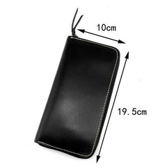 Stylish Black Leather Men's Long Wallet Clutch Wallet Tan Phone Wallet Zipper Clutch Wallet For Men