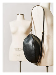 Fashionable Black Leather Mens Chest Bag Sling Bag Sling Pack One Shoulder Backpack For Men and Women - imessengerbags