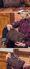 Fashionable Black Leather Mens Tan Side Bag Messenger Bags Casual Courier Bags for Men