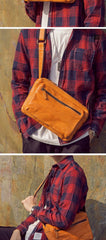 Fashionable Black Leather Mens Tan Side Bag Messenger Bags Casual Courier Bags for Men