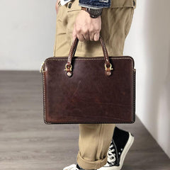 Fashionable Handmade Leather Mens Cool Small Business Bag Messenger Bag Briefcase Work Bags Laptop Bag for men