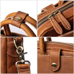 Vintage Brown Leather Men's Professional Briefcase 15‘’ Computer Briefcase Handbag For Men