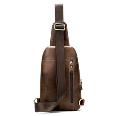 Fashionable Brown Leather Men's Chest Bag Sling Bag One Shoulder Backpack For Men - imessengerbags