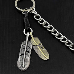 Cool Mens Feather Silver Wallet Chain Pants Chain Jeans Chain Jean Chain Biker Wallet Chain For Men - imessengerbags