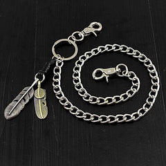Cool Mens Feather Silver Wallet Chain Pants Chain Jeans Chain Jean Chain Biker Wallet Chain For Men - imessengerbags