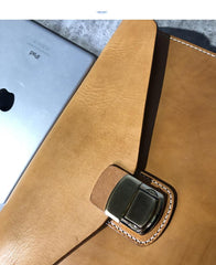 Handmade Leather Mens A4 Envelope Bag 10 inches Clutch Bag Business Documents Bag For Men - imessengerbags