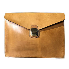 Handmade Leather Mens A4 Envelope Bag 10 inches Clutch Bag Business Documents Bag For Men - imessengerbags