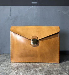 Handmade Leather Mens A4 Envelope Bag 10 inches Clutch Bag Business Documents Bag For Men - imessengerbags
