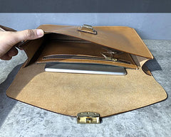 Handmade Leather Mens A4 Envelope Bag 10 inches Clutch Bag Business Documents Bag For Men - imessengerbags