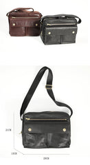Black Genuine Leather Mens Cool Small Side Bag Messenger Bag Black Courier Bag for Men - imessengerbags