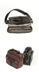 Black Genuine Leather Mens Cool Small Side Bag Messenger Bag Black Courier Bag for Men - imessengerbags