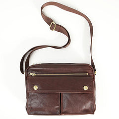 Black Genuine Leather Mens Cool Small Side Bag Messenger Bag Black Courier Bag for Men - imessengerbags