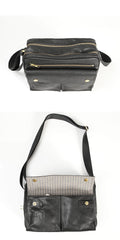 Black Genuine Leather Mens Cool Small Side Bag Messenger Bag Black Courier Bag for Men - imessengerbags