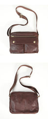 Black Genuine Leather Mens Cool Small Side Bag Messenger Bag Black Courier Bag for Men - imessengerbags