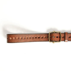Genuine Leather Black Hollow Fashion Belt Khaki Belt Brown Long Belt Slim Belt for Men - imessengerbags