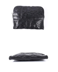 Cool Black Leather Business Mens Clutch Black Hand Bag Great Britain Zipper Clutch Wristlet Large Clutch for Men