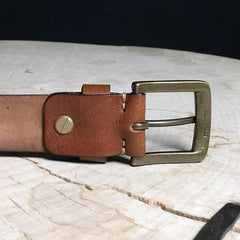 Cool Distressed Coffee Leather Vintage Leather Belt Mens Khaki Leather Mens Belt  Brown Belt for Men - imessengerbags