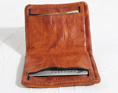 Handmade Leather Mens Cool Black billfold Wallets Small Wallet Men Bifold Wallets Front Pocket Wallet for Men - imessengerbags