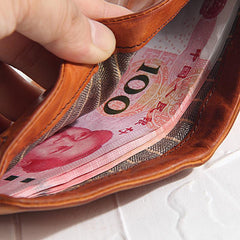 Handmade Leather Mens Cool Black billfold Wallets Small Wallet Men Bifold Wallets Front Pocket Wallet for Men - imessengerbags
