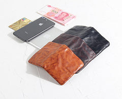 Handmade Leather Mens Cool Black billfold Wallets Small Wallet Men Bifold Wallets Front Pocket Wallet for Men - imessengerbags