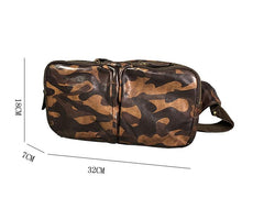 Cool Leather Mens Camouflage Chest Bag Sling Bag Crossbody Pack Black One Shoulder Backpack for men - imessengerbags