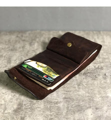 Vintage Genuine Leather Mens billfold Coffee Leather Wallet Men Small Wallets Front Pocket Wallet for Men