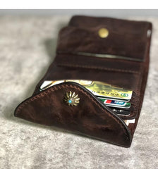Vintage Genuine Leather Mens billfold Coffee Leather Wallet Men Small Wallets Front Pocket Wallet for Men