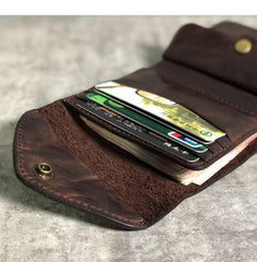 Vintage Genuine Leather Mens billfold Coffee Leather Wallet Men Small Wallets Front Pocket Wallet for Men