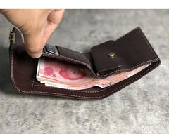 Genuine Leather Coffee Mens Cool Envelope billfold Leather Wallet Men Bifold Black Small Wallets for Men - imessengerbags
