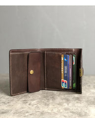 Genuine Leather Coffee Mens Cool Envelope billfold Leather Wallet Men Bifold Black Small Wallets for Men - imessengerbags