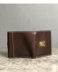 Genuine Leather Coffee Mens Cool Envelope billfold Leather Wallet Men Bifold Black Small Wallets for Men - imessengerbags