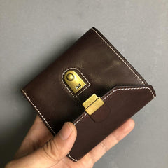Genuine Leather Coffee Mens Cool Envelope billfold Leather Wallet Men Bifold Black Small Wallets for Men - imessengerbags