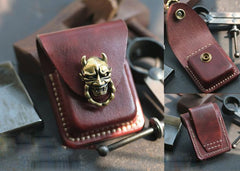 Handmade Brown Leather Mens Zippo Lighter Case With Belt Loop Zippo Standard Lighter Holders For Men - imessengerbags