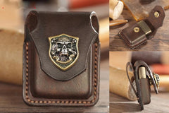Handmade Brown Leather Mens Zippo Lighter Case With Belt Loop Zippo Standard Lighter Holders For Men - imessengerbags