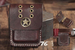 Handmade Brown Leather Mens Zippo Lighter Case With Belt Loop Zippo Standard Lighter Holders For Men