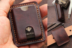 Handmade Brown Leather Mens Zippo Lighter Case With Belt Loop Zippo Standard Lighter Holders For Men