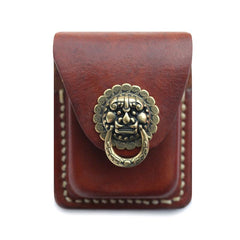 Handmade Brown Leather Mens Zippo Lighter Case With Belt Loop Lighter Holders For Men - imessengerbags