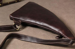 Genuine Brown Mens Cool Sling Bag Leather Vintage Crossbody Bag Chest Bag Travel Bag for men
