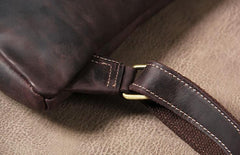 Genuine Brown Mens Cool Sling Bag Leather Vintage Crossbody Bag Chest Bag Travel Bag for men