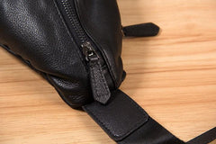 Genuine Leather Black Mens Cool Sling Bag Crossbody Bag Chest Bag Travel Bag for men - imessengerbags