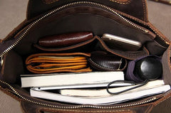 Genuine Leather Cool Vintage Mens Brown Coffee Handbag Shoulder Bag for Men