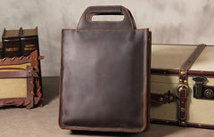 Mens Brown Coffee Handbag Genuine Leather Cool Vintage Shoulder Bag for Men