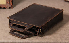 Genuine Leather Cool Vintage Mens Brown Coffee Handbag Shoulder Bag for Men