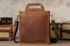 Mens Brown Coffee Handbag Genuine Leather Cool Vintage Shoulder Bag for Men