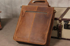 Mens Brown Coffee Handbag Genuine Leather Cool Vintage Shoulder Bag for Men