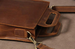 Mens Brown Coffee Handbag Genuine Leather Cool Vintage Shoulder Bag for Men