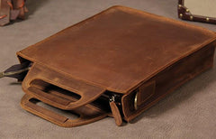 Mens Brown Coffee Handbag Genuine Leather Cool Vintage Shoulder Bag for Men