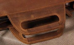 Mens Brown Coffee Handbag Genuine Leather Cool Vintage Shoulder Bag for Men